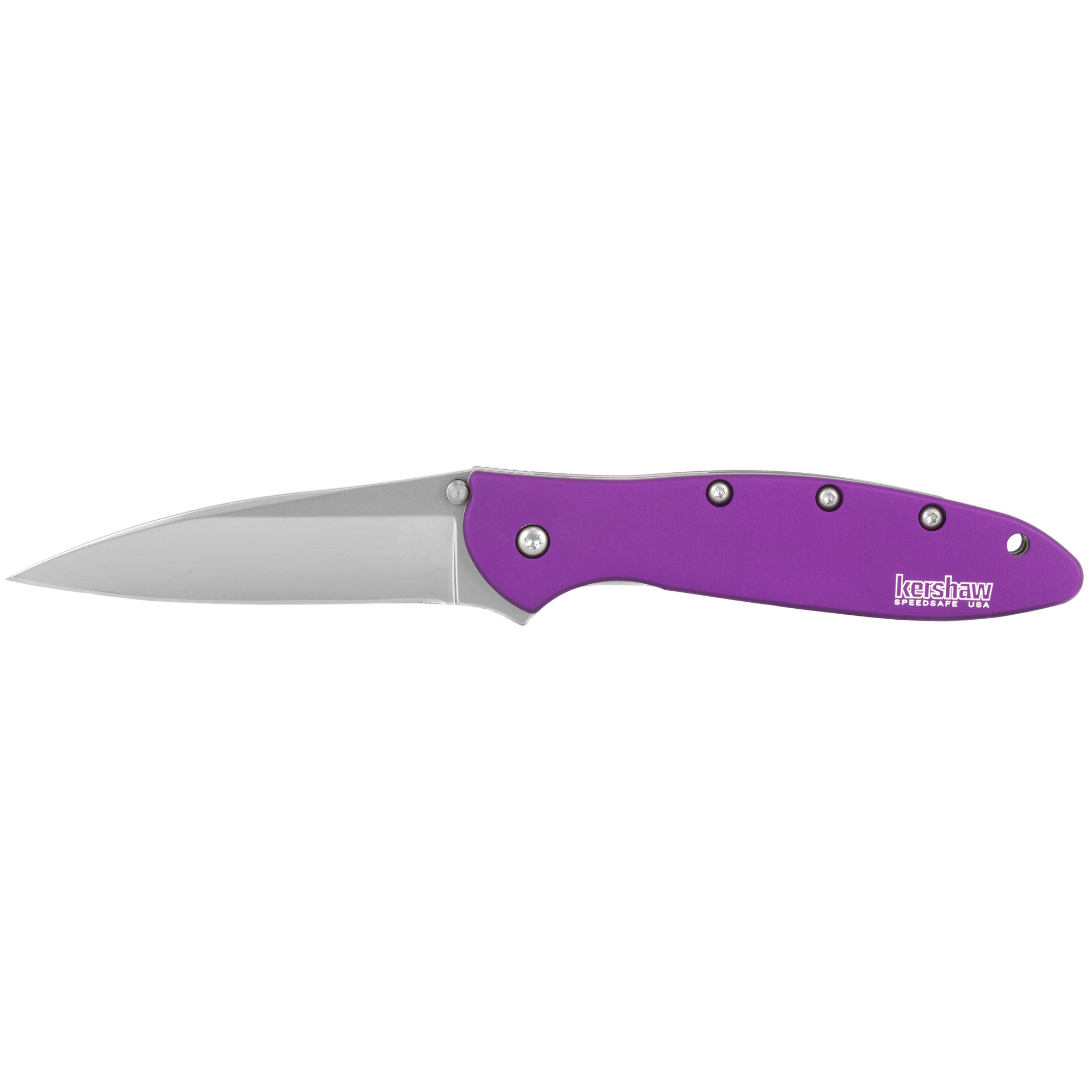 Kershaw 1660PUR Leek  3" Folding Drop Point Plain Bead Blasted 14C28N Steel Blade Purple Anodized Aluminum Handle Includes Pocket Clip