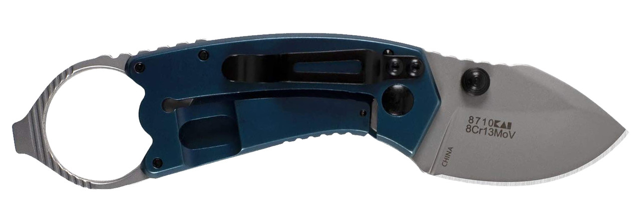 Kershaw 8710 Antic  1.70" Folding Drop Point Plain Bead Blasted 8Cr13MoV SS Blade Blue PVD Stainless Steel Handle Includes Pocket Clip