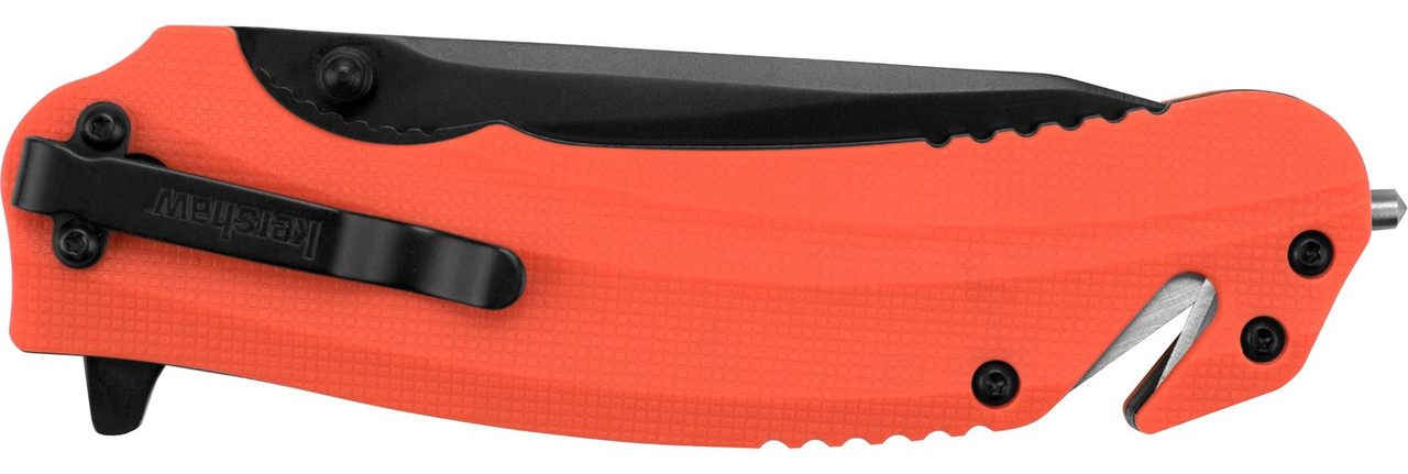 Kershaw 8650 Barricade  3.50" Folding Drop Point Plain Black Oxide 8Cr13MoV SS Blade Orange Glass-Filled Nylon Handle Features Glass Breaker Includes Pocket Clip