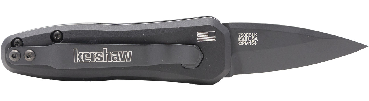 Kershaw 7500BLK Launch 4 1.90" Folding Spear Point Plain Black DLC CPM 154 SS Blade Black Aluminum Handle Includes Pocket Clip