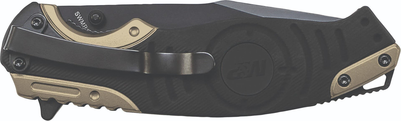 Smith & Wesson M&P Drop Point Folding Knife Liner Lock 3 1/2" Blade Black and Tan