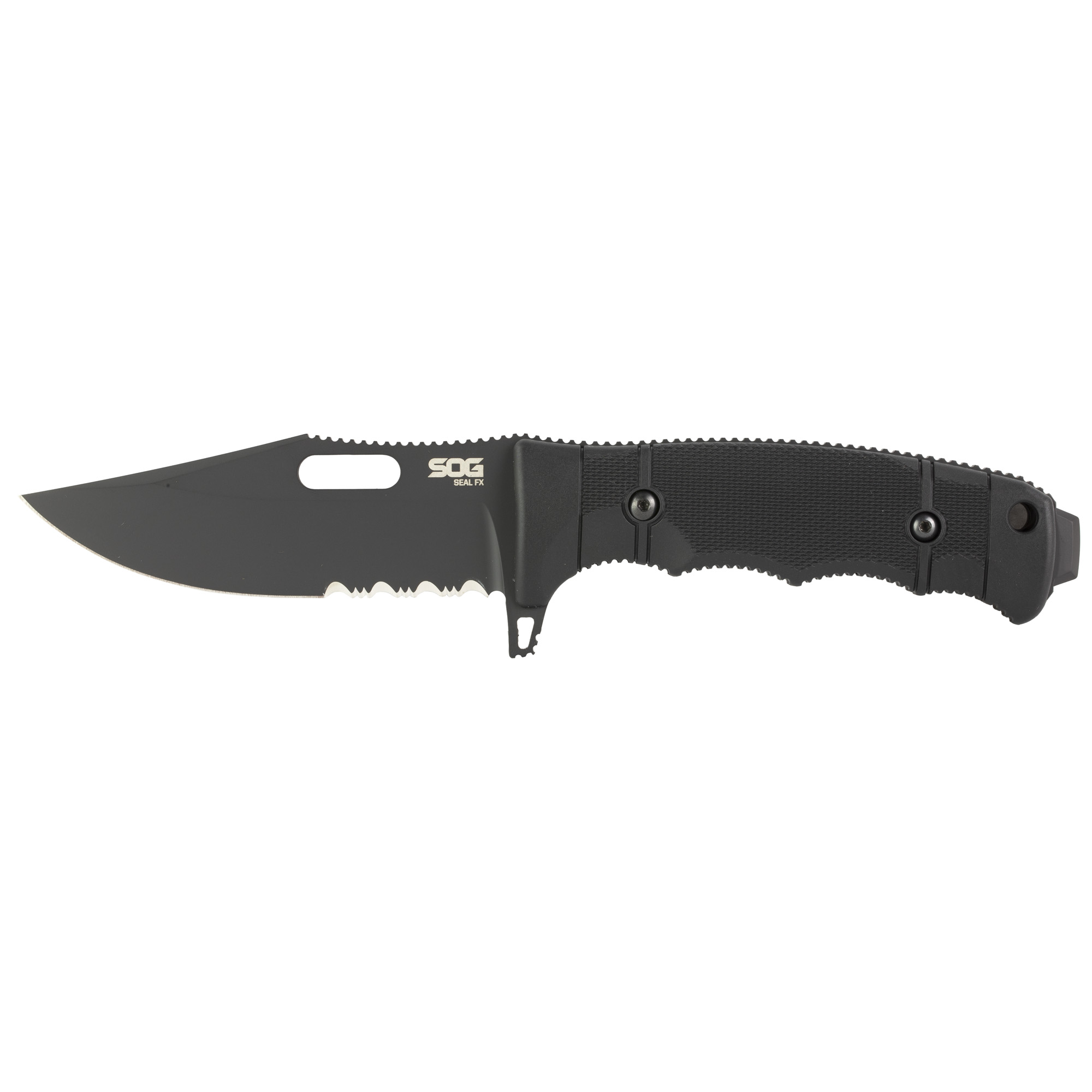 SOG SEAL FX Clip Point Knife 4.30" Blade Partially Serrated Black
