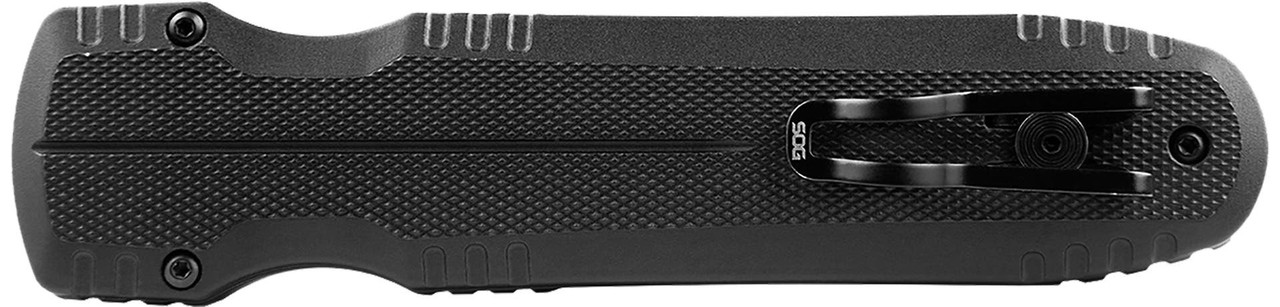 S.O.G SOG15610157 Pentagon  3.79" OTF Spear Point Plain Black TiNi Cryo CPM S35VN Steel Blade, Blackout Aluminum Handle