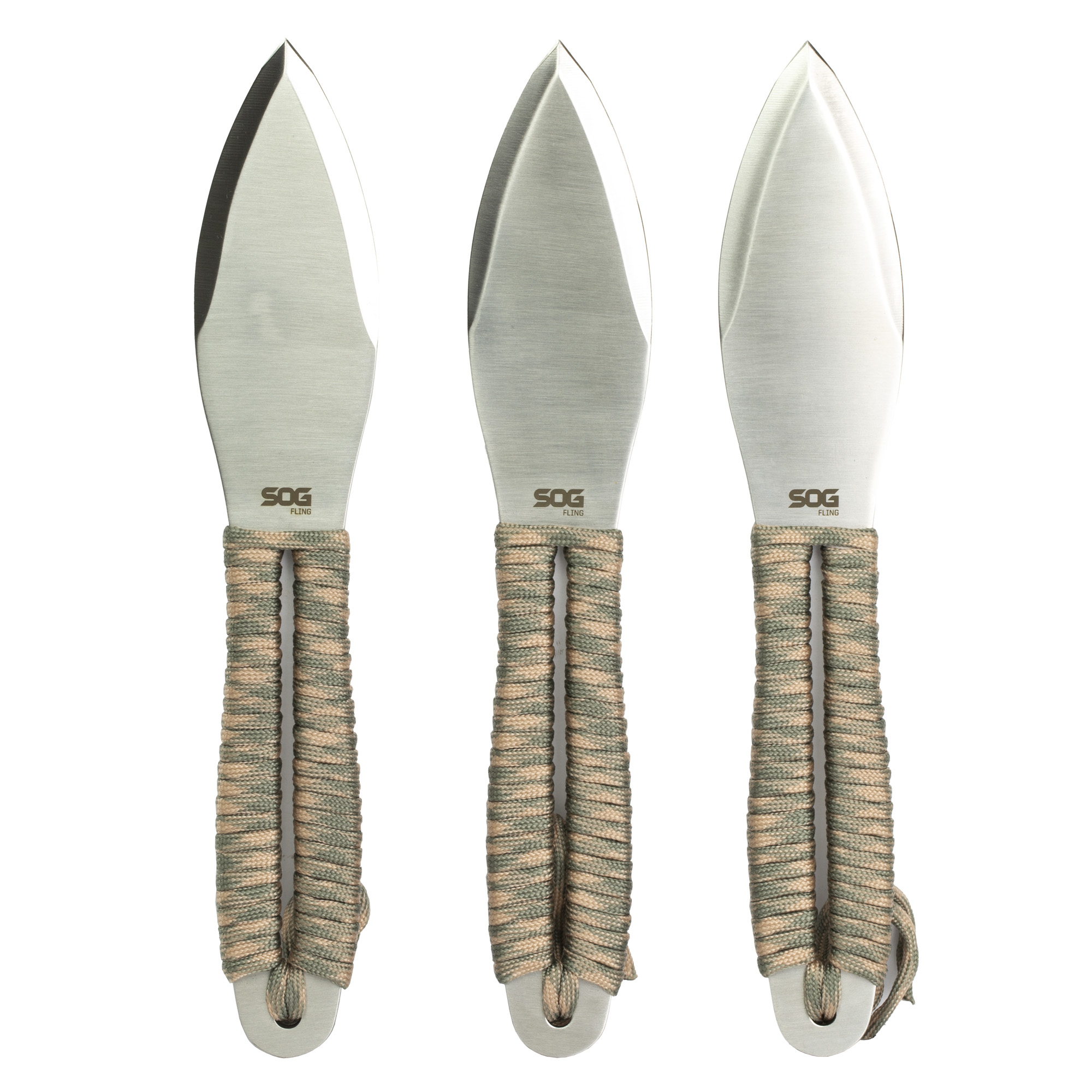 S.O.G SOGFX41NCP Fling  2.80" Fixed Spear Point Plain Satin 3Cr13MoV SS Blade Green/Tan Paracord 3Cr13MoV SS Handle Includes Sheath