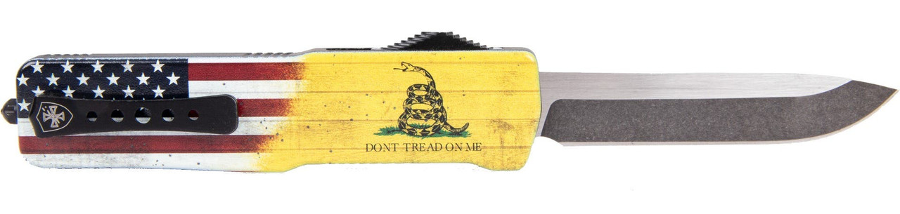 Templar Knives Premium Weighted Automatic Knife 3 1/2" Drop Point Blade Don't Tread on Me