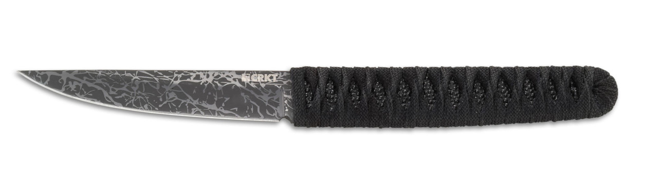 CRKT 2367 Obake  3.64" Fixed Plain Acid Etched Gray TiCN 8Cr14MoV SS Blade/ Black Nylon Cord Wrapped Stainless Steel Handle Includes Sheath