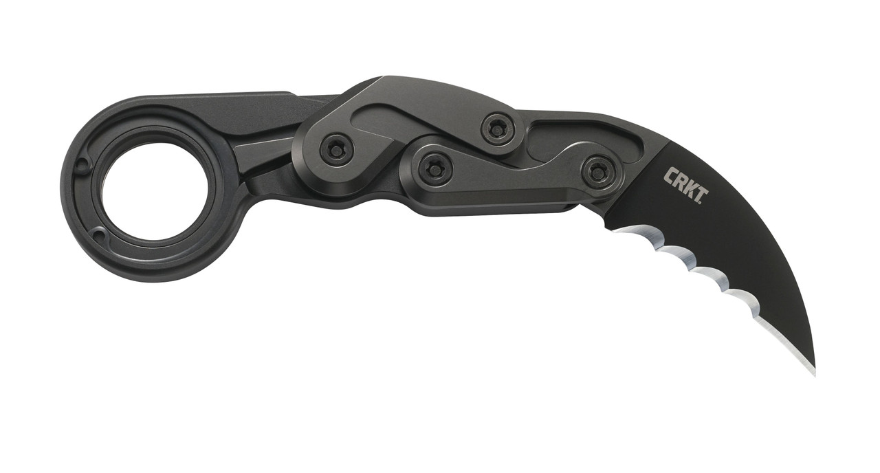 CRKT 4040V Provoke  2.41" Folding Hawkbill Veff Serrated Black TiCN D2 Steel Blade, Black Aluminum Handle, Includes Pocket Clip