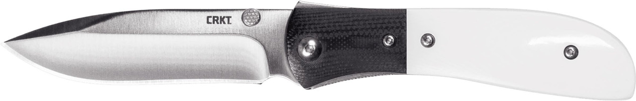 CRKT M4-02M M4-02M  3.25" Plain Satin 8Cr13MoV SS Blade Black/White Resin Infused Fiber w/G10 Bolster Handle Includes Pocket Clip