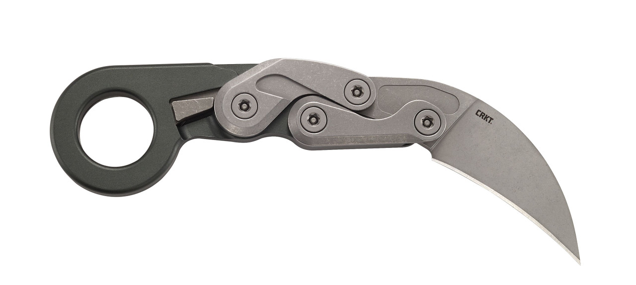 CRKT 4045 Provoke  Compact 2.26" Folding Hawkbill Plain Stonewashed D2 Steel Blade, Stonewashed Aluminum Handle, Includes Pocket Clip