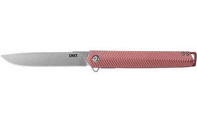 CRKT K820BXP Stylus  3.18" Folding Drop Point Plain Satin 12C27 Sandvik Blade/Maroon Aluminum Handle Includes Pocket Clip