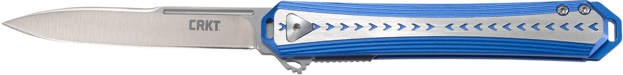 CRKT 6710 Stickler  3.38" Folding Plain Satin 12C27 Sandvik Blade/ Blue & Silver Aluminum Handle Includes Pocket Clip