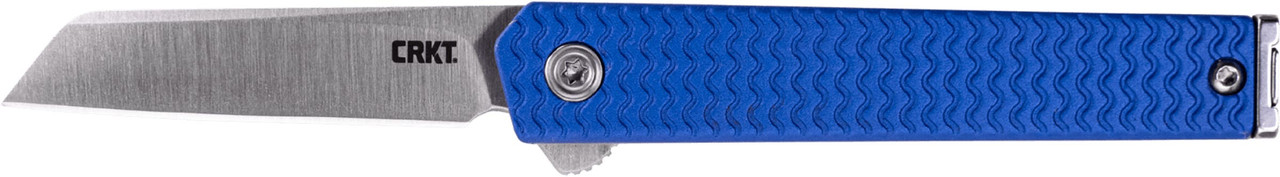 CRKT 7083 CEO Microflipper Micro 2.21" Flipper Sheepsfoot Plain Satin 12C27 Sandvik Blade, Blue Textured w/Silver Liner & Accents Aluminum Handle, Includes Pocket Clip