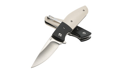 CRKT 2867 Curfew  3.10" Folding Plain Satin 8Cr13MoV SS Blade/Black/White Resin Infused Fiber w/Aluminum Bolster Handle Includes Pocket Clip