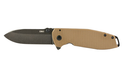 CRKT 2495B SQUID XM 2.95" Folding Drop Point Plain Stonewashed D2 Steel Blade, Brown Textured G10/SS Handle