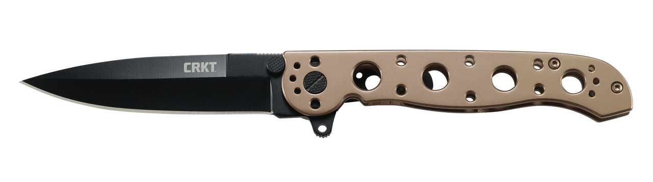 CRKT M1603BK M16 03BK 3.55" Flipper Spear Point Plain Black Oxide 12C27 Sandvik Blade, Bronze 2Cr13 Stainless Handle, Includes Pocket Clip