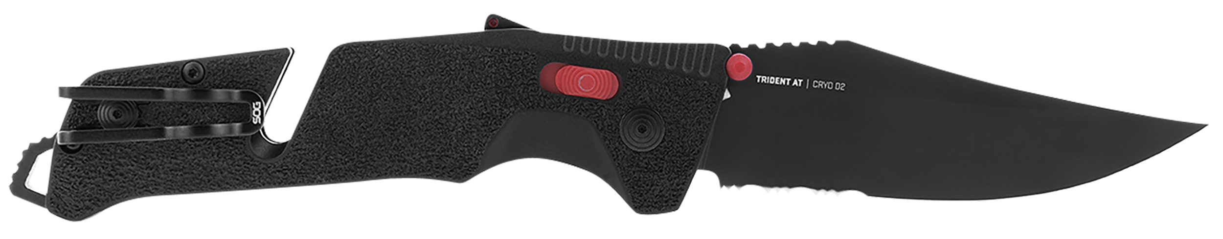 Trident AT - Black  Red - Partially Serrated