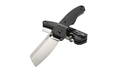 CRKT 7271 Ripsnort II 3.48" Folding Cleaver Plain Satin 8Cr13MoV SS Blade/Black w/Stainless Inlay GRN/SS Handle Includes Pocket Clip