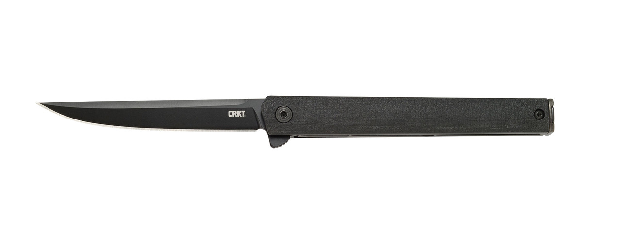CRKT 7097K CEO Blackout 3.35" Folding Plain Black EDP AUS-8A SS Blade/Black GRN Handle Includes Pocket Clip