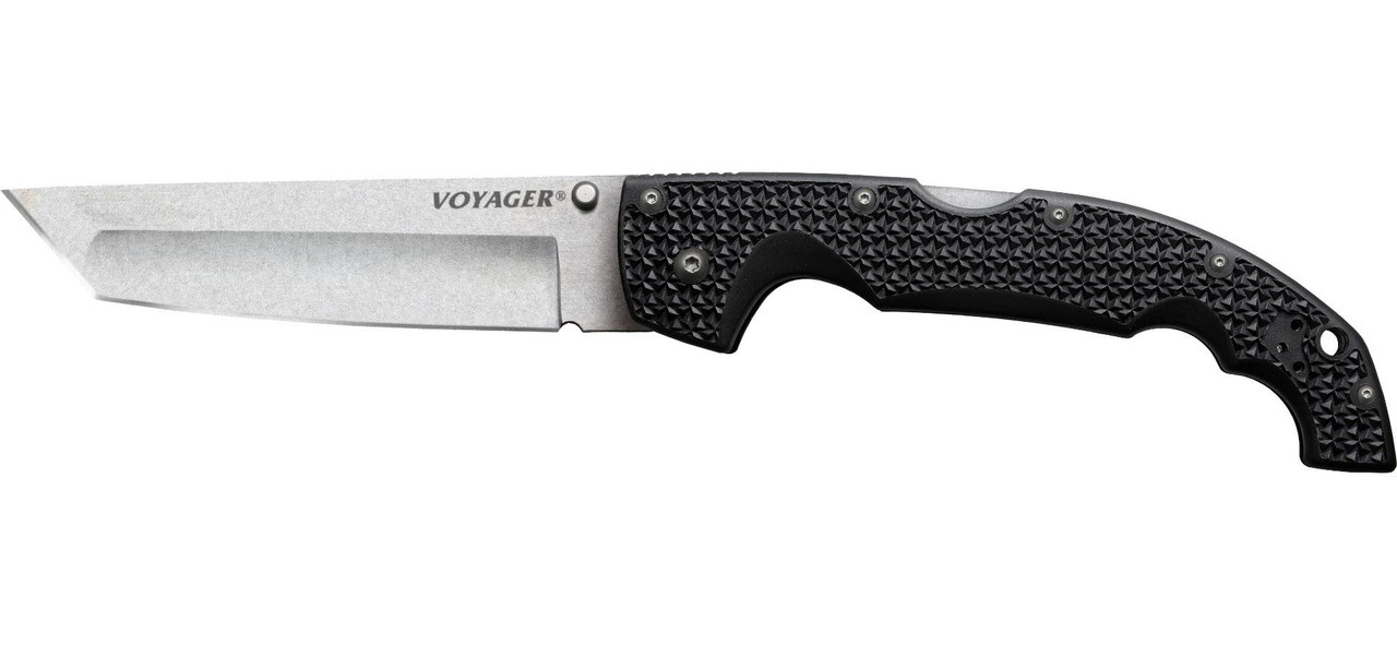Cold Steel CS29AXT Voyager  XL 5.50" Folding Tanto Plain AUS-10A SS Blade Black Griv-Ex w/Aluminum Liners Handle Includes Pocket Clip