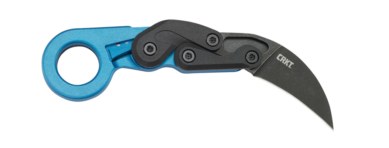 CRKT 4041B Provoke  2.47" Folding Hawkbill Plain Black Stonewashed 4116 Stainless Steel Blade/Blue Metallic Grivory Handle