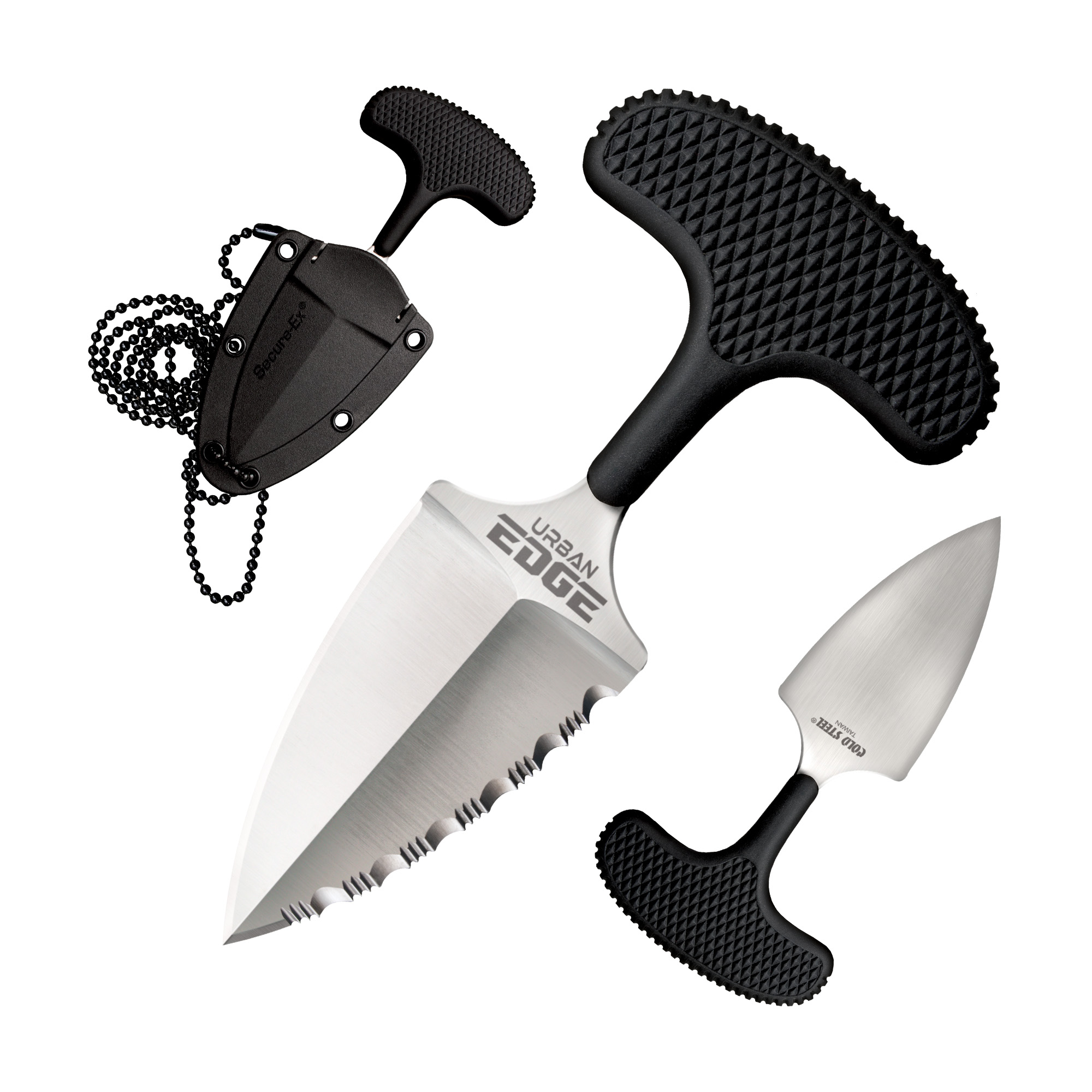 Cold Steel CS-43XLS Urban Edge  2.50" Fixed Part Serrated Stone Washed Japanese AUS-8A SS Blade/Black Textured Kray-Ex Handle