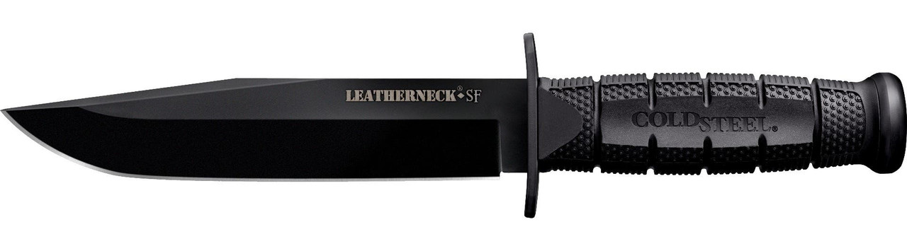 Cold Steel CS39LSFC Leatherneck Semper-Fi 6.75" Fixed Clip Point Plain Black Matte Powder Coat D2 Steel Blade/5" Black Deep Checkered w/Double Quillon Guard Griv-Ex Handle Includes Belt Loop/Sheath