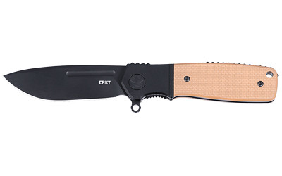 CRKT K245BKP Homefront Compact 2.91" Folding Plain Black DLC S35VN SS Blade, Black/Tan G10 Handle