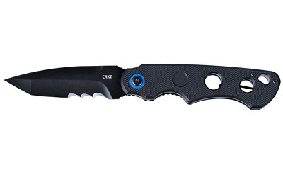 CRKT 2606 A.B.C.  3.39" Folding Tanto Veff Serrated Black Oxide 12C27 Sandvik Blade, Black Textured G10 Handle