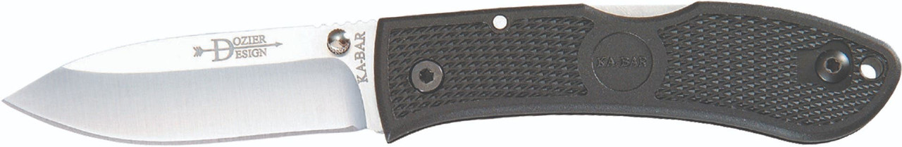 Ka-Bar 4062 Dozier Hunter 3" Folding Drop Point Plain AUS-8A SS Blade, Black Zytel Handle, Includes Pocket Clip