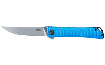 CRKT 7540 Kalbi  EDC 3.28" Folding Upswept Plain Satin 440 Acuto SS Blade, Blue Crosshatch Textured Aluminum Handle
