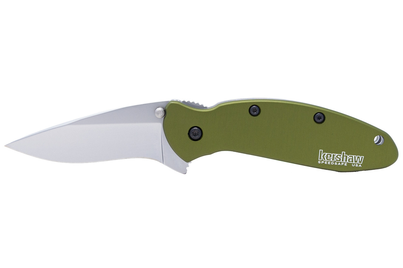 Kershaw 1620OL Scallion  2.40" Folding Drop Point Plain Bead Blasted 420HC SS Blade Olive Drab Anodized Aluminum Handle Includes Pocket Clip