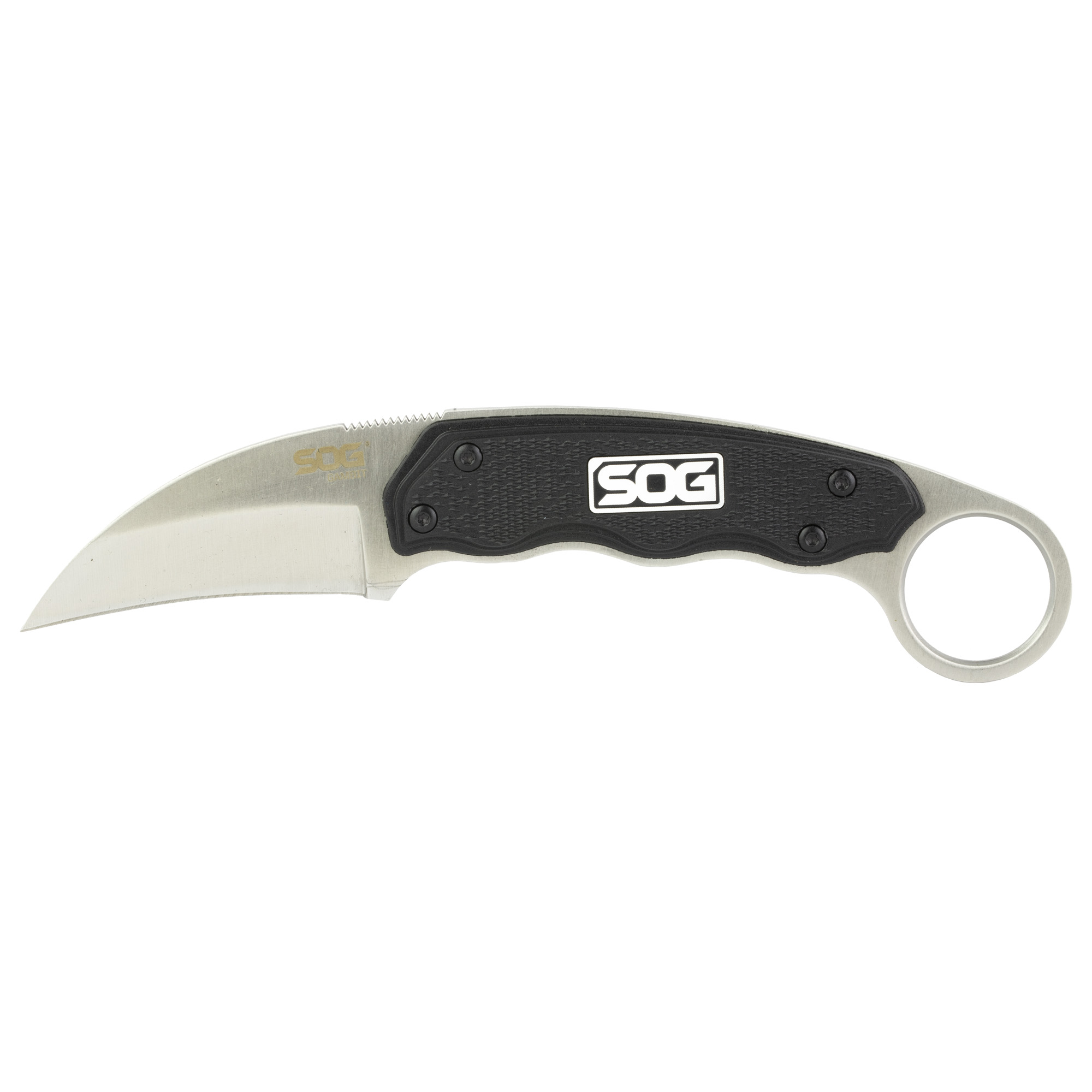 S.O.G SOG-GB1001-C Gambit  2.58" Fixed Sheepsfoot Plain Satin Polished 7Cr17MoV SS Blade Black GRN Handle Includes Sheath