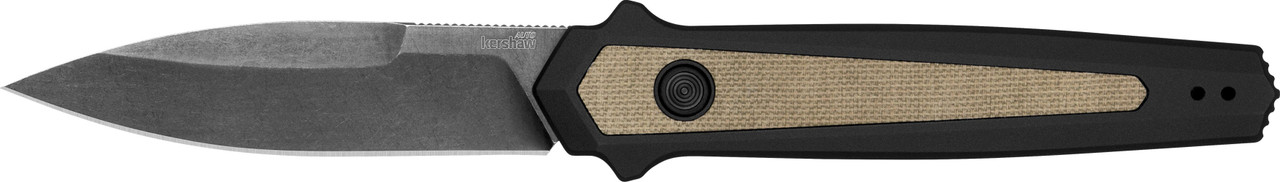 Kershaw  Launch 15 Full Size 3.50" Folding Spear Point Plain Black Oxide Blackwash CPM MagnaCut Steel Blade/Black Anodized w/Tan Canvas Aluminum w/Micarta Inserts Handle Includes Pocket Clip
