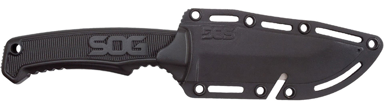 S.O.G SOGFK1001CP Field  4" Fixed Clip Point Plain Satin 7Cr17MoV SS Blade Black TPR Handle Includes Sheath