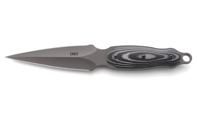 CRKT 2075 Shrill  4.77" Fixed Plain Dual-Edge Gray TiN 8Cr13MoV SS Blade/ Black/Gray SS w/Resin Fiber Overlay Handle Includes Sheath
