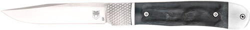 CobraTec Knives CTTHRBLK Trapper Hidden Release 3.12" OTF Drop Point Plain Satin D2 Steel Blade, 4.25" Black Bone Scales Handle