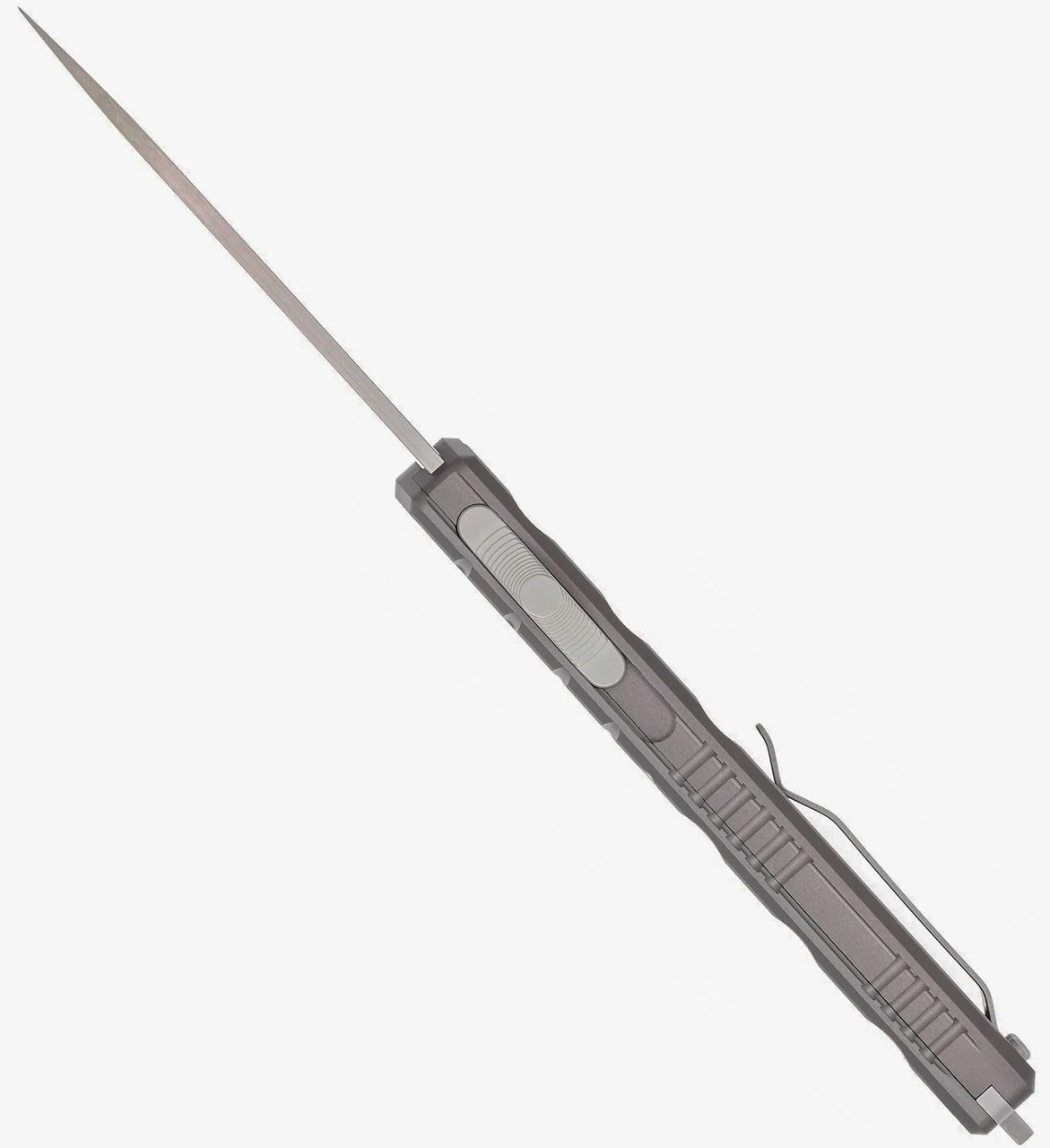 CobraTec Knives CTEGRYM390DNS Enforcer  3.25" OTF Drop Point Plain M390 Steel Blade/Gray Aluminum Handle