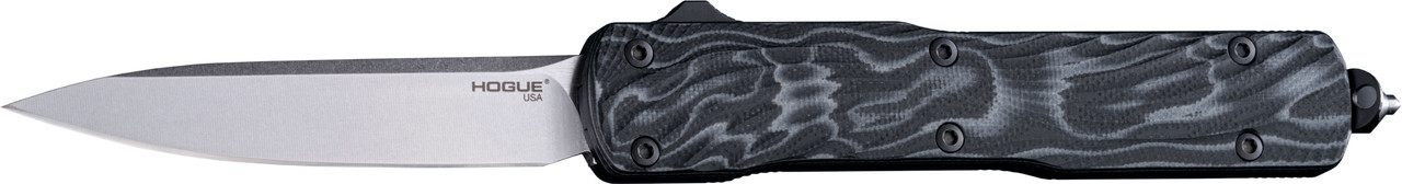Hogue 34879 Counterstrike  3.35" OTF Drop Point Plain Stone Tumbled CPM 20V SS Blade, G-Mascus Black Aluminum/G10 Handle