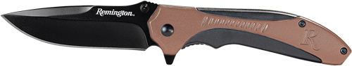 Remington Sportsman Folding Knife Drop Point Blade Tan and Black