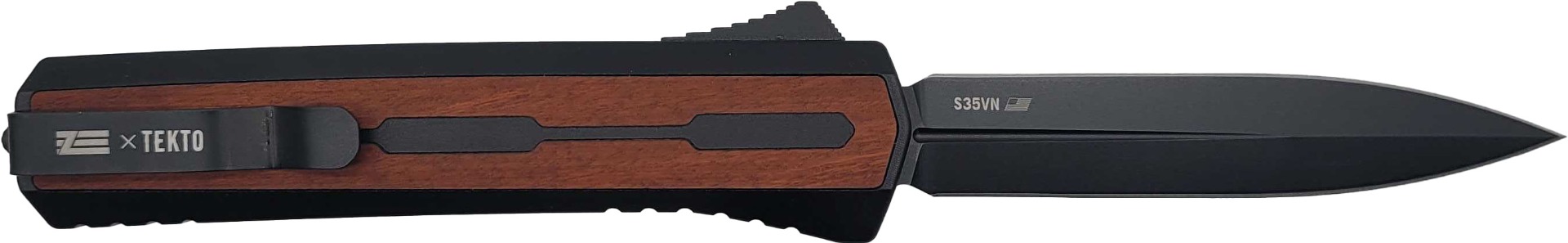 Zastava A7 OTF Knife - American Walnut Wood | S35VN Dagger Blade