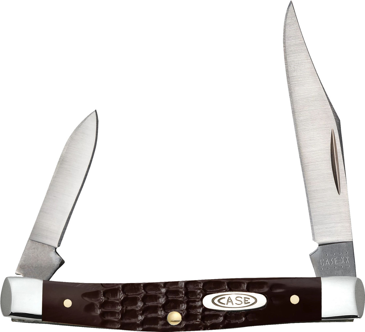 Case 00083 Pen Small 2"/1.47" Folding Clip/Pen Plain As-Ground Stainless Steel Blade Brown Jigged Synthetic Handle