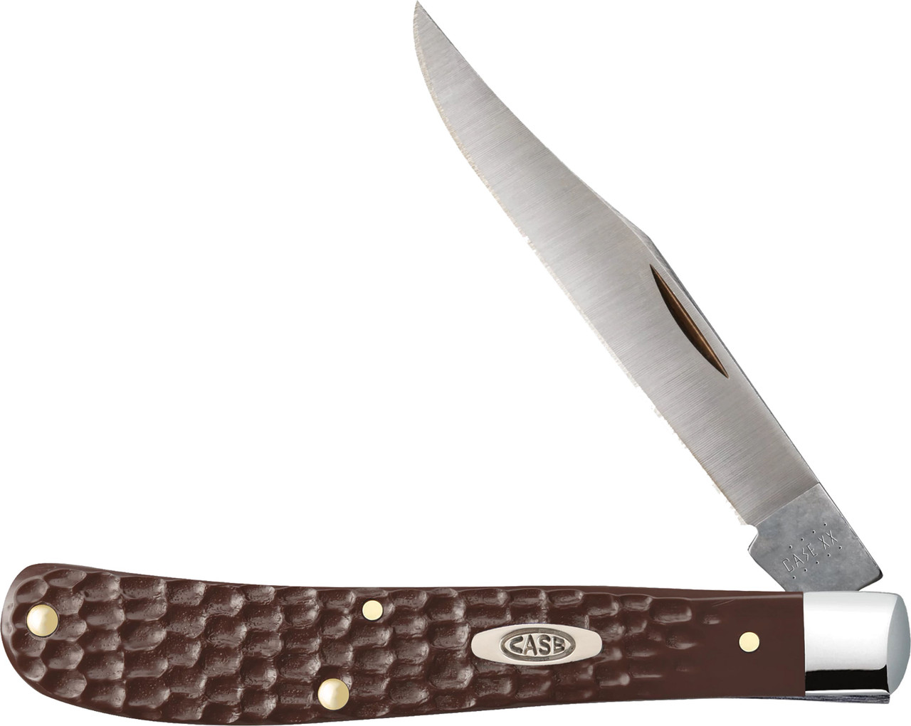 Case 00135 Trapper Slimline 3.25" Folding Clip Point Plain As-Ground Tru-Sharp SS Blade/Brown Jigged Synthetic Handle