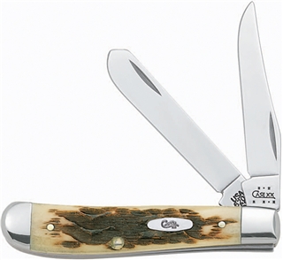 CASE STCKMAN 3BL 37/8" AMBER BONE