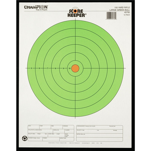Champ 100yd Large Green Bull 12pk