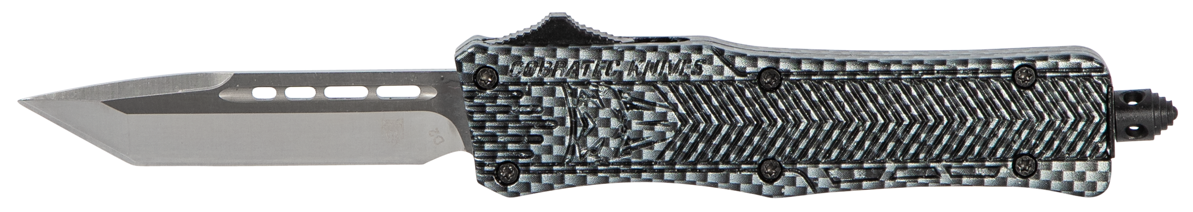 CobraTec Knives SCFCTK1STNS CTK-1  Small 2.75" OTF Tanto Plain D2 Steel Blade/Carbon Fiber Aluminum Handle Features Glass Breaker Includes Pocket Clip