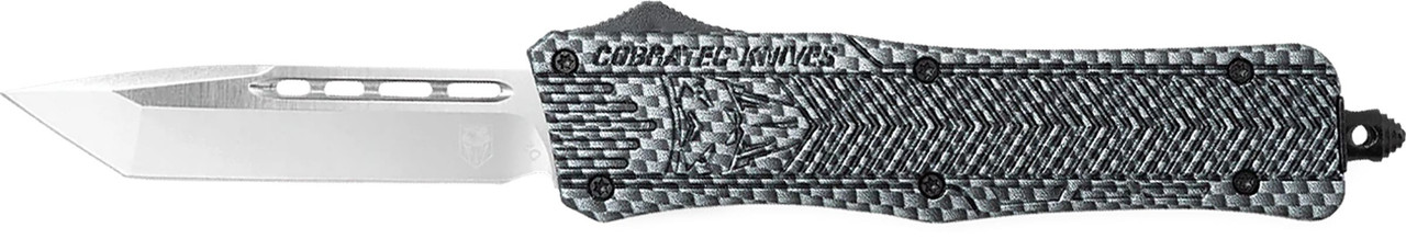 CobraTec Knives MCFCTK1MTNS CTK-1  Medium 3" OTF Tanto Plain D2 Steel Blade/Carbon Fiber Aluminum Handle Features Glass Breaker Includes Pocket Clip