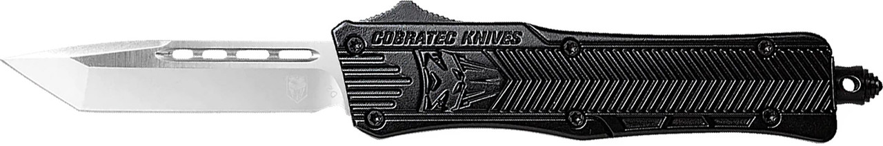 CobraTec Knives SBCTK1STNS CTK-1  Small 2.75" OTF Tanto Plain Black D2 Steel Blade/Black Aluminum Handle Features Glass Breaker Includes Pocket Clip