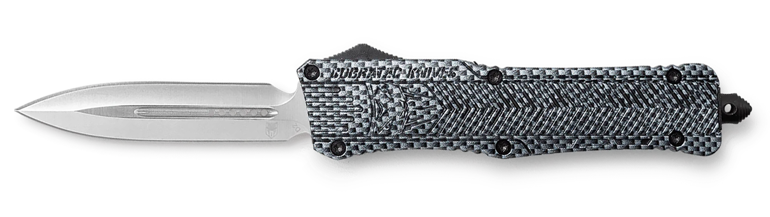 CobraTec Knives LCFCTK1LDNS CTK-1  Large 3.75" OTF Dagger Plain D2 Steel Blade/Carbon Fiber Aluminum Handle Features Glass Breaker Includes Pocket Clip