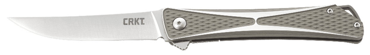 CRKT 7530 Crossbones  3.54" Folding Plain Satin AUS-8A SS Blade/Gray/Silver Aluminum Handle Includes Pocket Clip