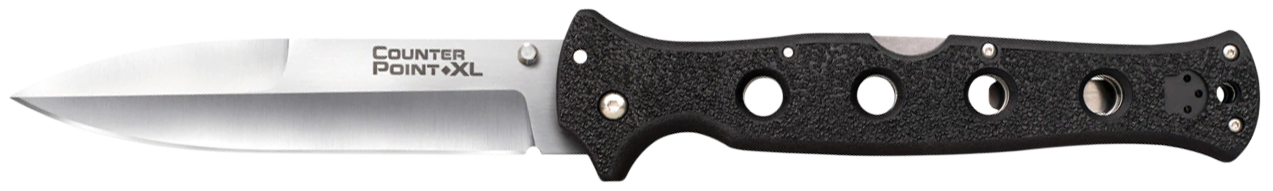 Cold Steel CS10AA Counter Point XL 6" Folding Spear Point Plain Satin AUS-10A SS Blade/Black Griv-Ex Handle Includes Pocket Clip